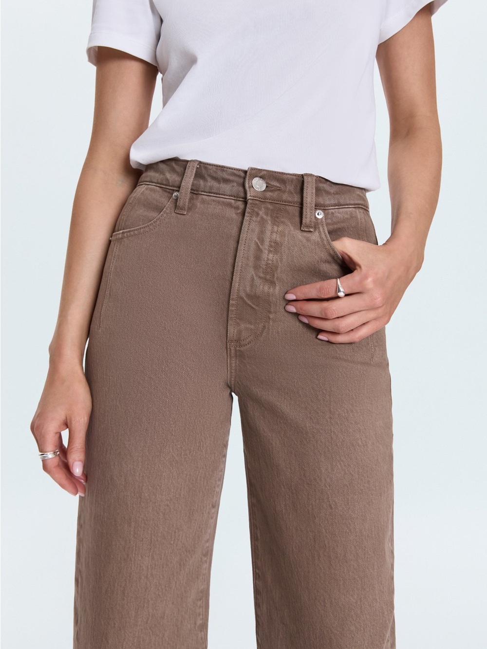 Pistola Kyra High Rise Bowed Ankle Crop Jeans Tannin Brown Size 26 NWOT Defect - Picture 5 of 15